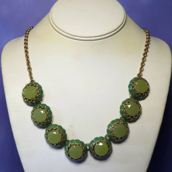 J Crew Lime Green Enamel Cupcake Style Statment Necklace - Picture 1 of 8